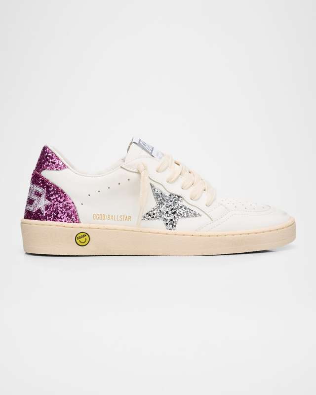 Girl's Ballstar Leather Glitter Star Sneakers, Toddlers/Kids